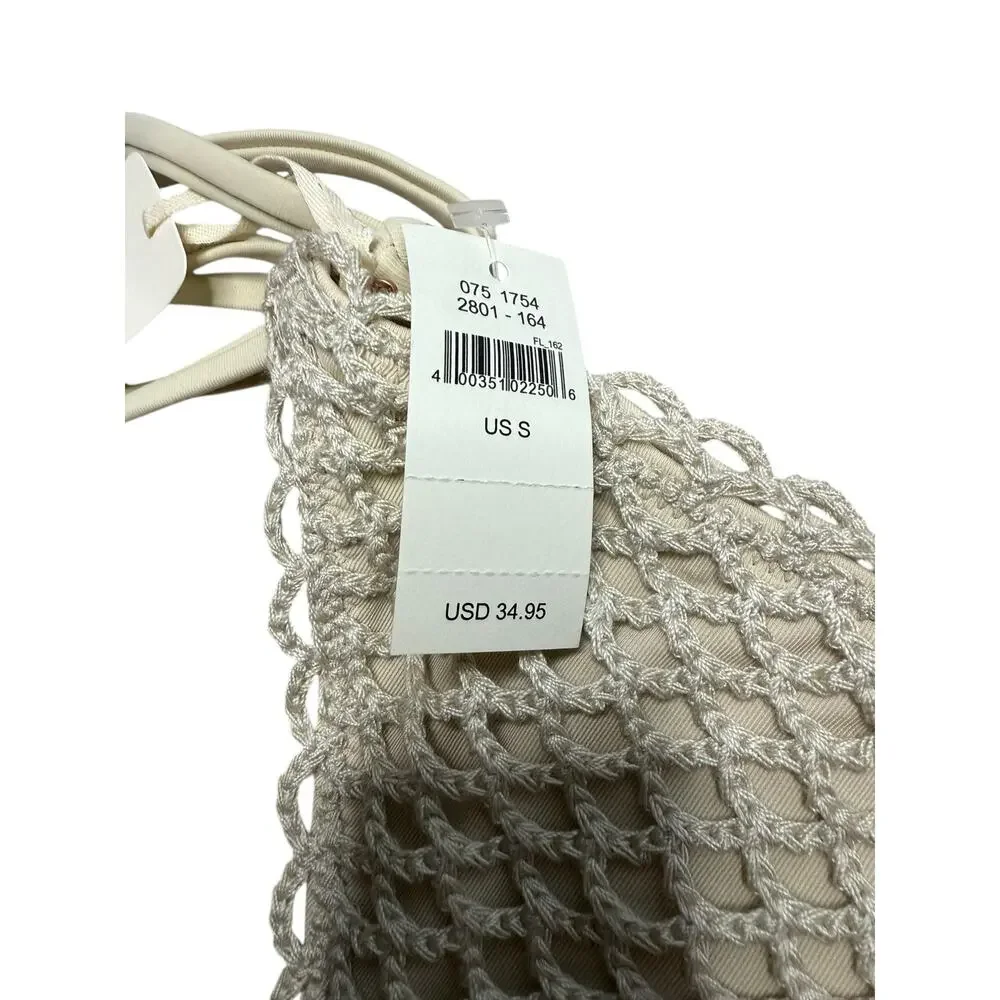 NWT Aerie The Sunbun Cloudweave Crochet Bikini Bottom Women S Cream Cottage Boho